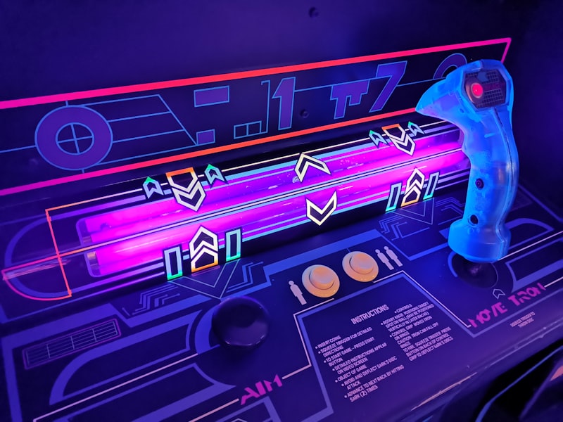 Neon-lit battlestation row